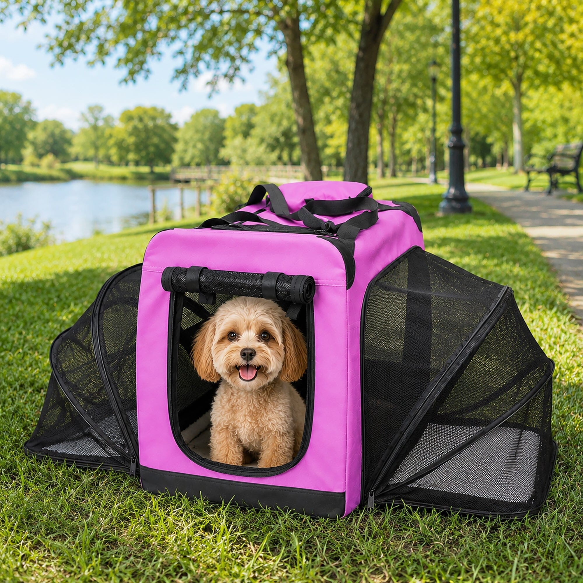 Hounda Accordion Collapsible Expandable Soft Pet Dog Crate