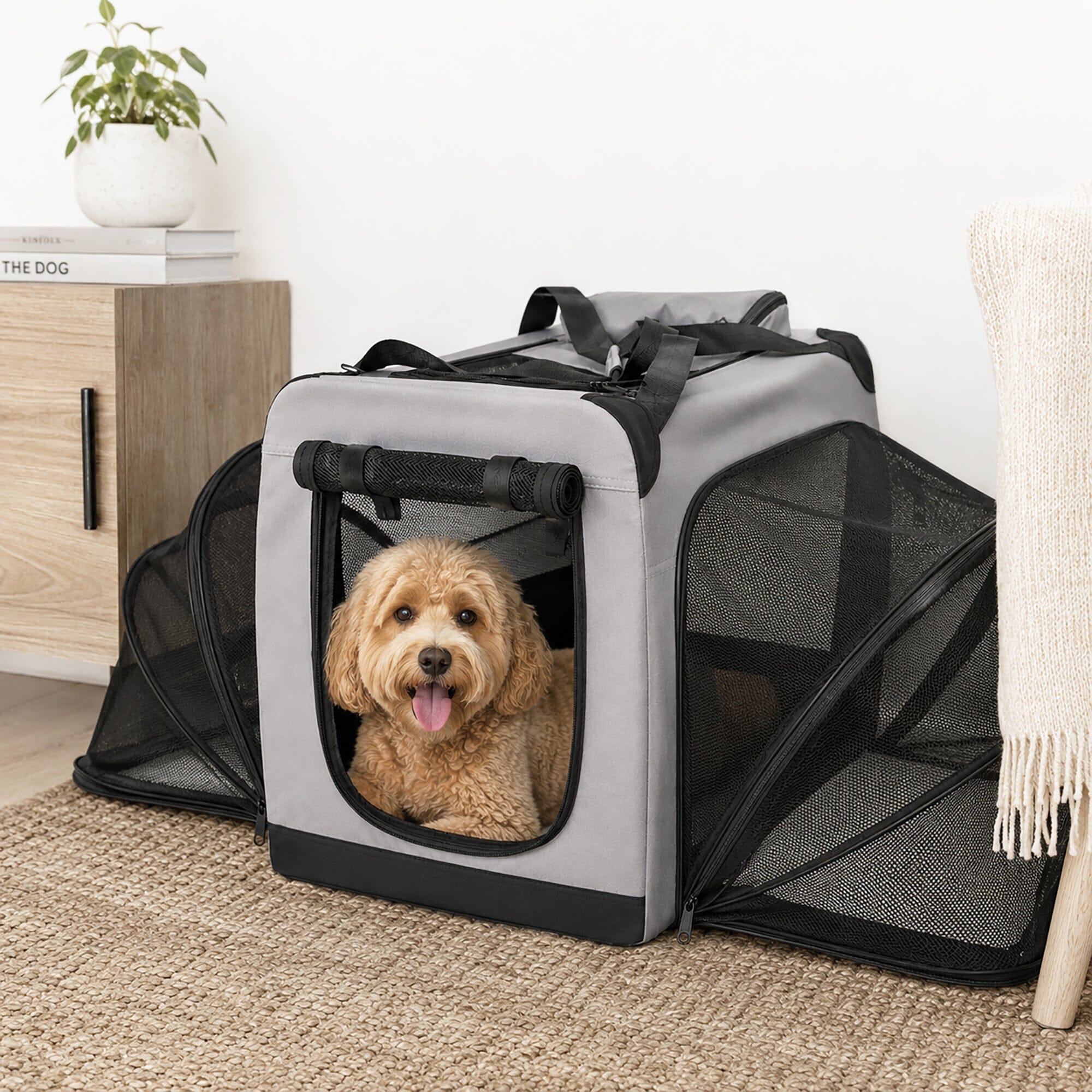 Hounda Accordion Collapsible Expandable Soft Pet Dog Crate