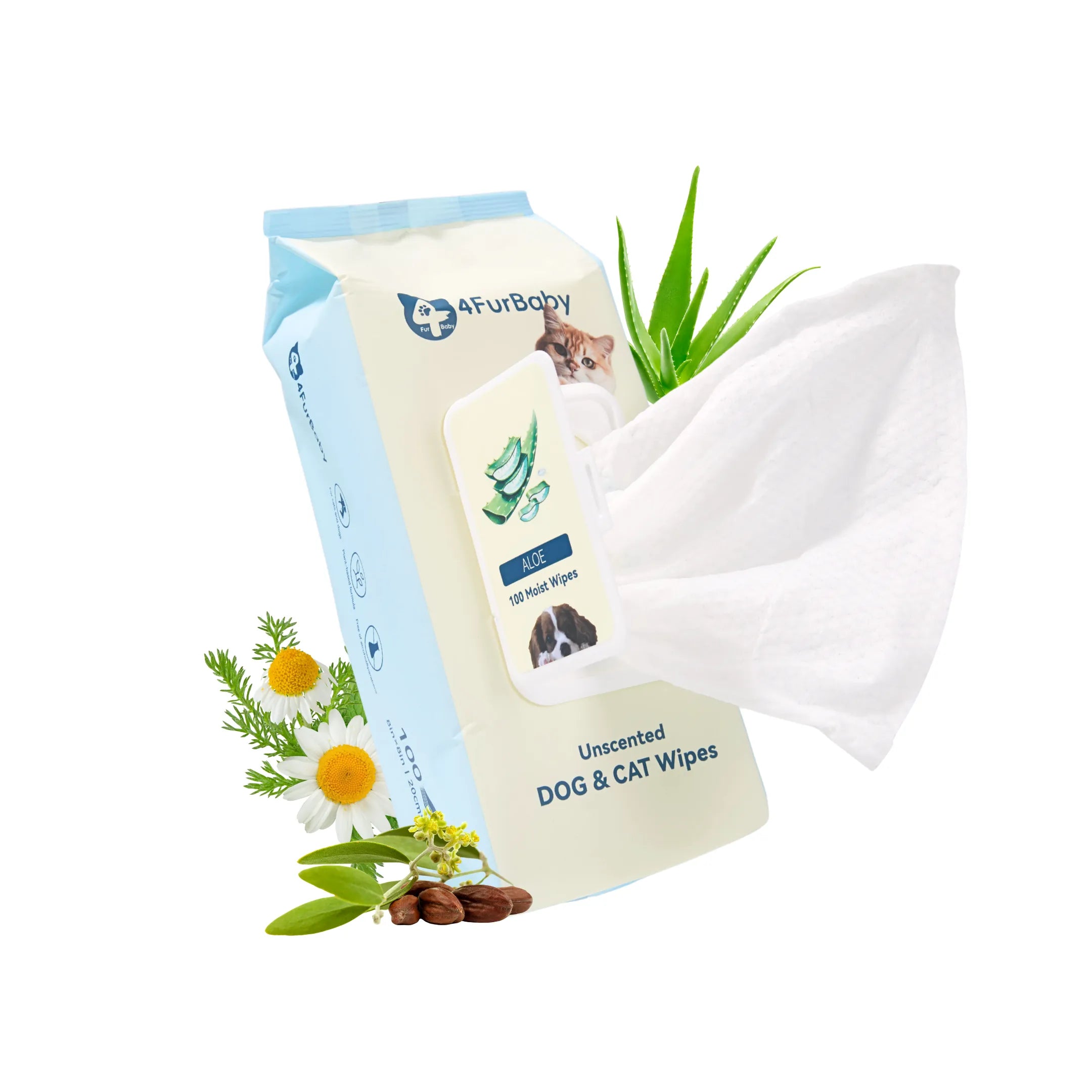 4FurBaby Plant-Based Hypoallergenic Dog Cat Grooming Wipes 400 Count